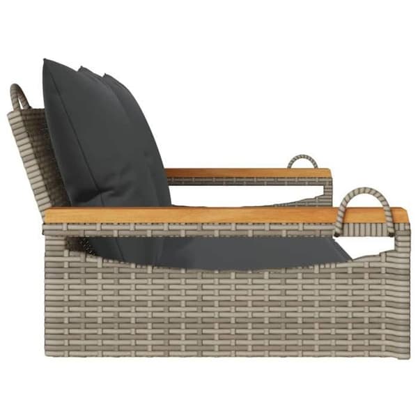 Maison Exclusive - Balanssoffa med grå kuddar 109x62x40 cm flätad resin
