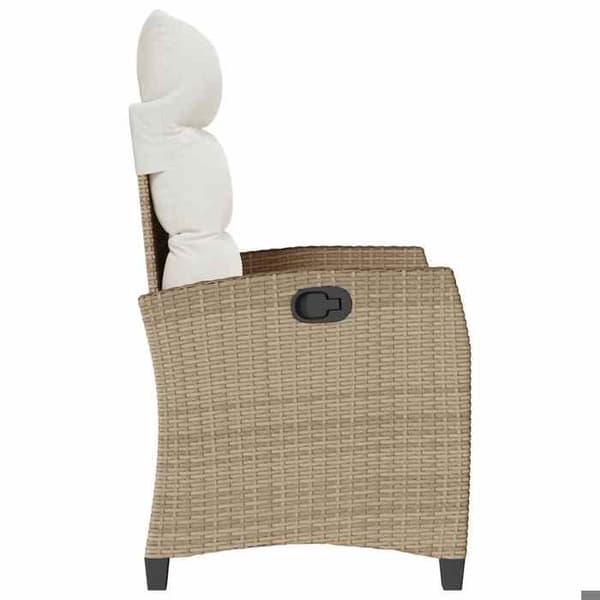 Maison Exclusive - Justerbar havestol og beige polyrotin sidebord