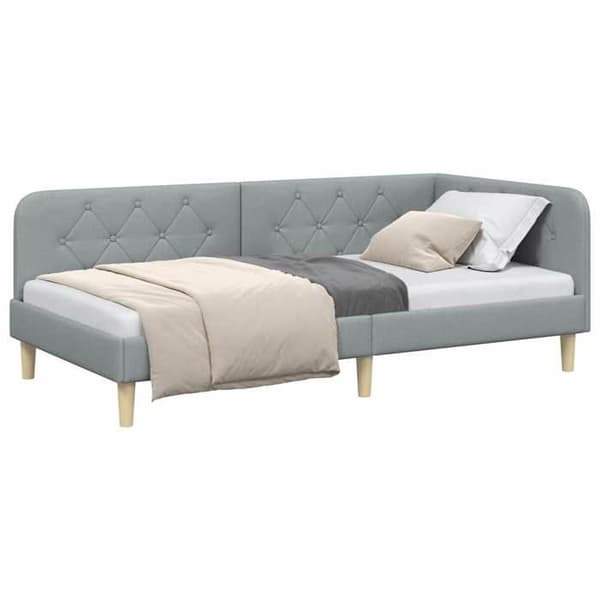 Maison Exclusive - Ljust grått hörnsängram 90 x 190 cm tyg