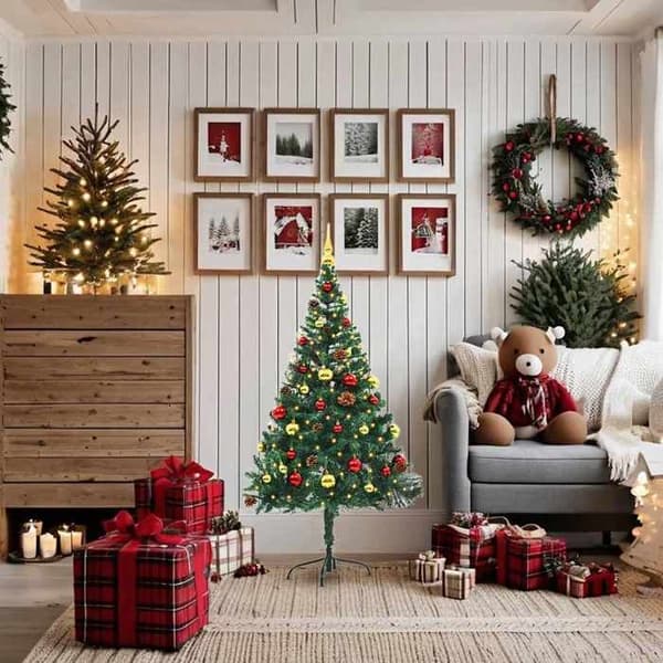 Kunstig juletræ - EKSKLUSIV HUS - 150 cm - forudbelyst 150 LED - grøn - IP44, 4 effekter Grön