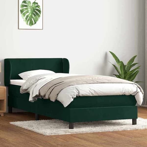 Maison Exclusive - Sängyn lattiapuut ja tummanvihreä patja 80x220 cm samettia