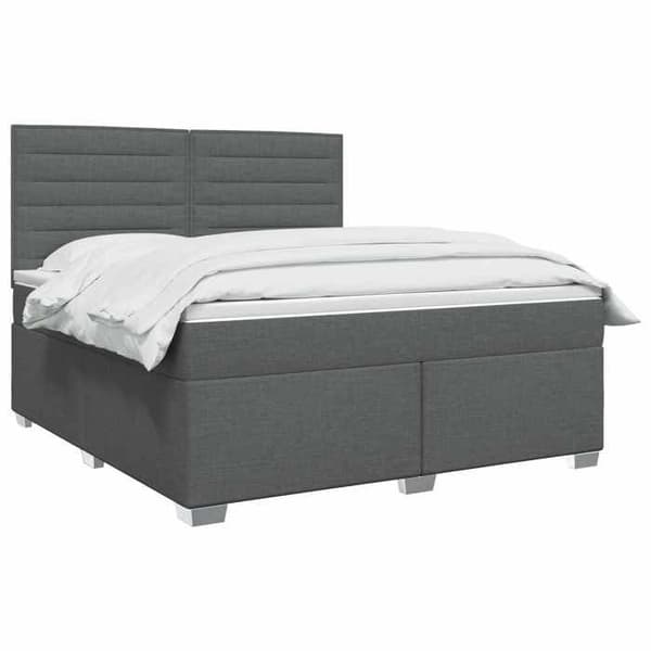Maison Exclusive - Boxspring säng med madrass Mörkgrå 160 x 200 cm Tyg Mörkgrå