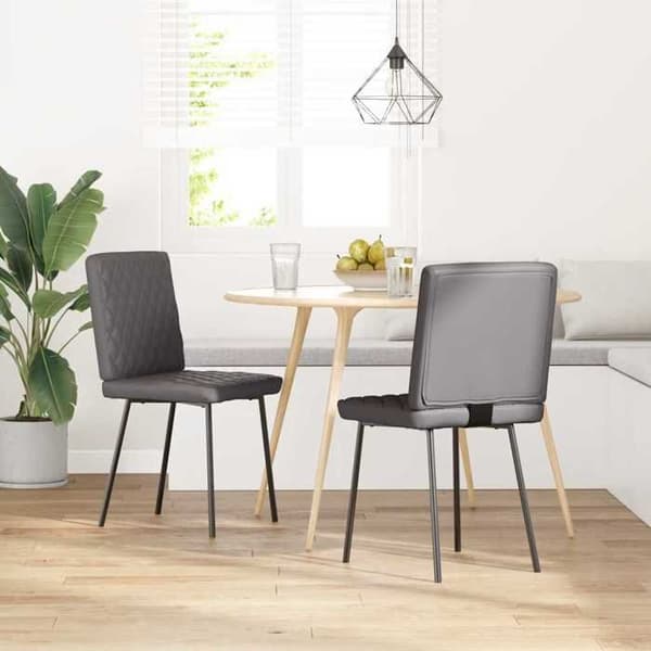 Maison Exclusive - Matstolar set om 2 grå konstläder