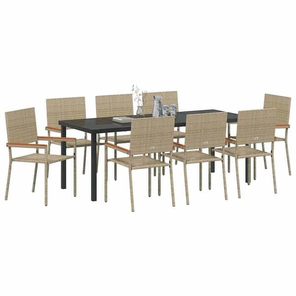 Maison Exclusive - 9 pc spisestue sæt til haven i beige polyrotin beige