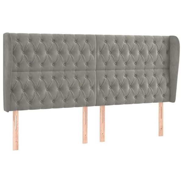 Maison Exclusive - Päätylevy korvilla Vaaleanharmaa 203x23x118/128 cm Sametti Ljusgrått
