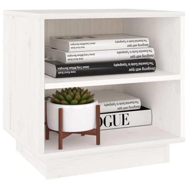 Maison Exclusive - Hvid natbord 40x34x40 cm Solid fyrretræ Vit