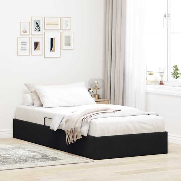 Lys ottoman - MAISON EXCLUSIVE - 90 x 190 cm - Sort - Velour - Hydraulisk opbevaring Svart