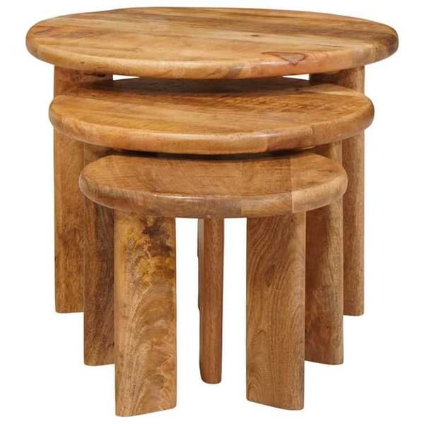Borde - EKSKLUSIV HUS - Gigognes 3 dele - Stabelbar - Brun - Ø54 x H40 cm