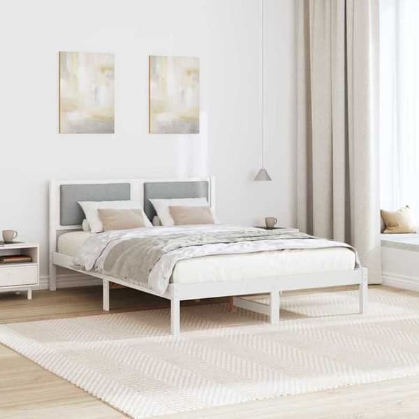 Maison Exclusive - Sängram Ljusgrå 160 x 200 cm Massivt trä