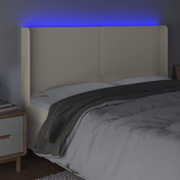 Maison Exclusive - LED Hovedgærde Creme 183x16x118/128 cm Simililæder