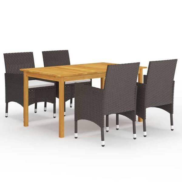 Maison Exclusive - 5 osan puutarhapöytäryhmä ruskea brun