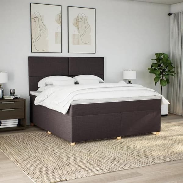 Maison Exclusive - Sengebund med lameller og madras Mørkebrun 180x200 cm