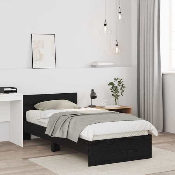 Maison Exclusive - Sengestel med hovedgærde i sort eg 90 x 190 cm