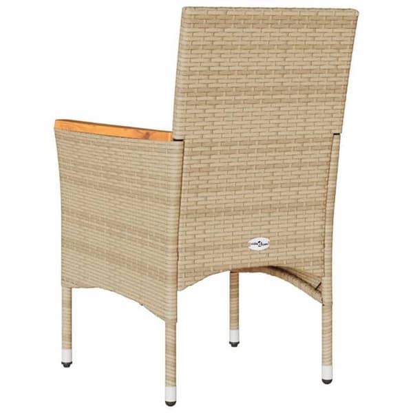 Maison Exclusive - Trädgårdsstolar med kuddar, set om 2, beige flätad resin