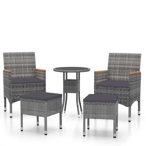 Maison Exclusive - Trädgårdsmöbler 5 delar Flätad resin Grå