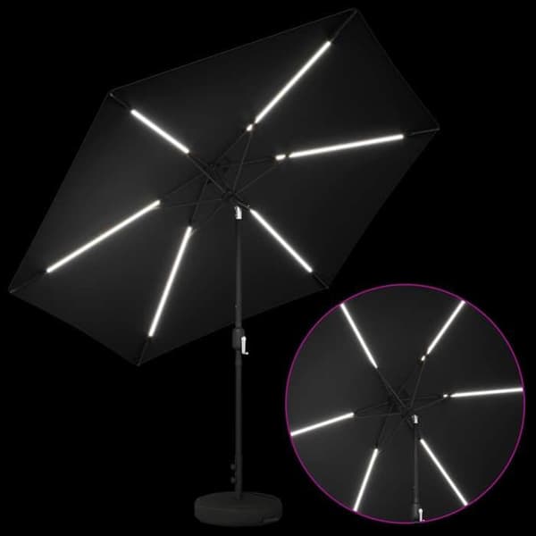 Exklusivt hus - Trädgårdsparasol med LED-lampor och bas 3 x 3 m Polyester