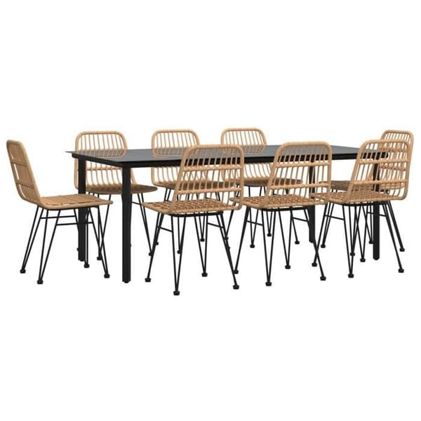 Maison Exclusive - Trädgårdsset 9 delar i flätad resin