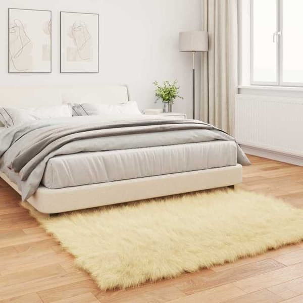 Tæppe - EKSKLUSIVT HUS - TAFALLA - Creme - Polyester - 120 x 120 cm Grädde