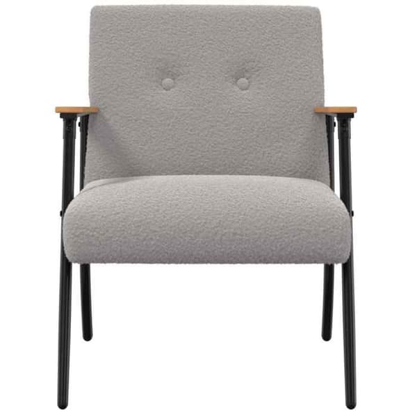 Stol - EKSKLUSIVT HUS - Moderne model - Lys grå - Stof imiteret bouclé uld - Stålben Ljusgrått