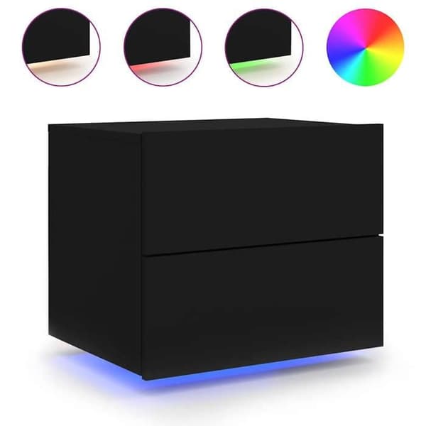 Maison Exclusive - Vægmonterede natborde med LED-lys 2 stk sort svart