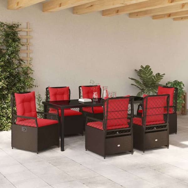 Maison Exclusive - 7 pc spisebordssæt til haven i brun polyrotin brun