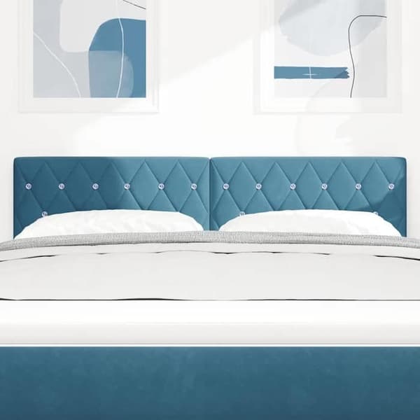 Maison Exclusive - LED-huvudgavel med mörkblå LED-remsor 144 cm Sammet