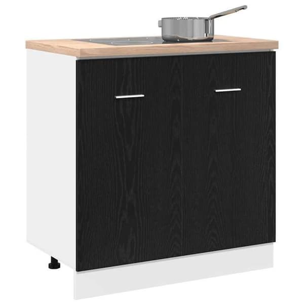 Underskab til vask - EKSKLUSIV HUS - Sort eg - 80x46x81,5 cm - Ingeniørtræ - Stor kapacitet, vægmontering