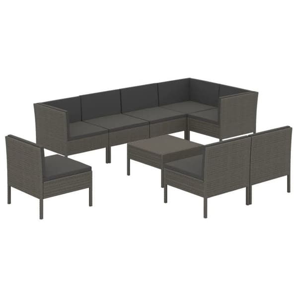 Maison Exclusive - Trädgårdsmöbler 9 delar med kuddar, flätad resin, grå