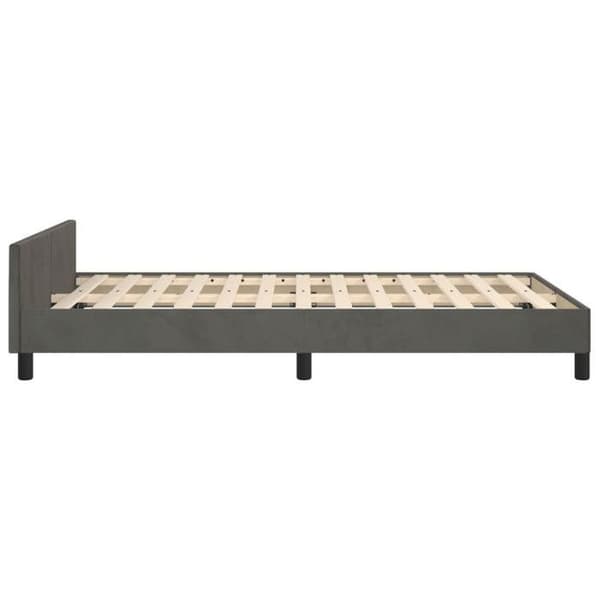 Sengestel - EKSKLUSIV HUS - 120x190 cm - Mørkegrå velour - Polstret hovedgærde - Lamelseng Mörkgrå