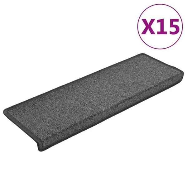 Maison Exclusive - Trappe tæppe 15 dele 65 x 21 x 4 cm Mørkegrå Rektangulær kant