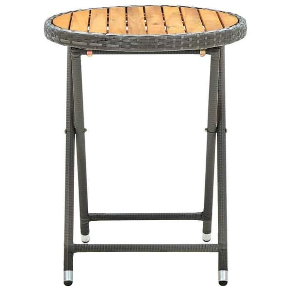 Maison Exclusive - Grått tebord 60 cm i flätad resin och solid akaciaträ