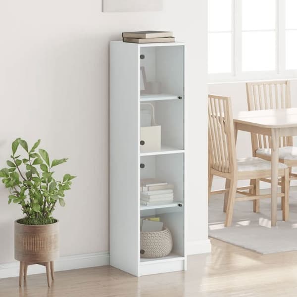 Maison Exclusive - Buffet med hvide glasdøre 35x37x142 cm Vit