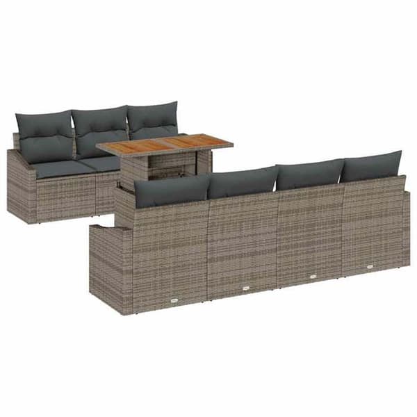 Trädgårdsmöbler - EXKLUSIVT HUS - Set 8 delar - Grå - Poly rattan & stål - Modulär med förvaring Grå