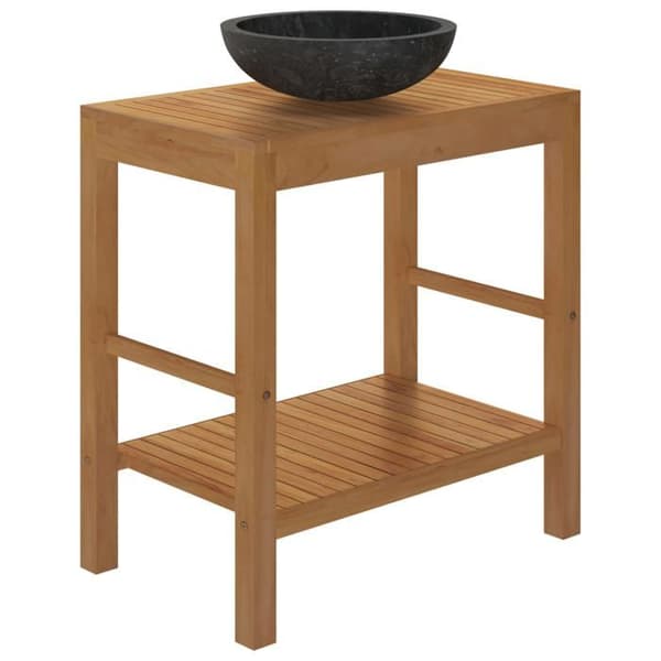 Maison Exclusive - Solid teak badeværelsesskab med sort marmor vask Svart