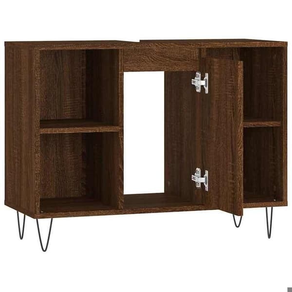 Maison Exclusive - Badeværelsesskab i brunt egetræ 80x33x60cm ingeniørtræ