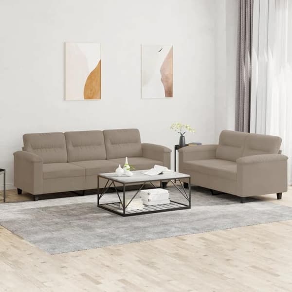 Maison Exclusive - Sæt af 2 sofaer med taupe puder i mikrofiber stof