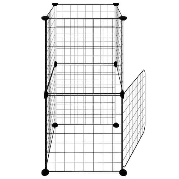Maison Exclusive - Kæledyrbur med 8 paneler og dør Sort 35x35x70 cm