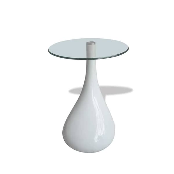 Maison Exclusive - Sofabord med rund, blank hvid glasplade Strålande vit