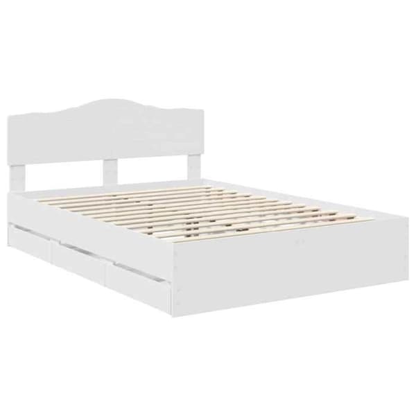 Sängram - EXKLUSIV HEM - Sängram med låda - 140 x 190 cm - Vit - Ingenjörsträ Vit