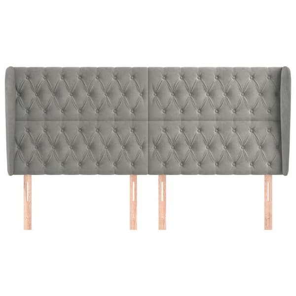 Maison Exclusive - Päätylevy korvilla Vaaleanharmaa 203x23x118/128 cm Sametti Ljusgrått