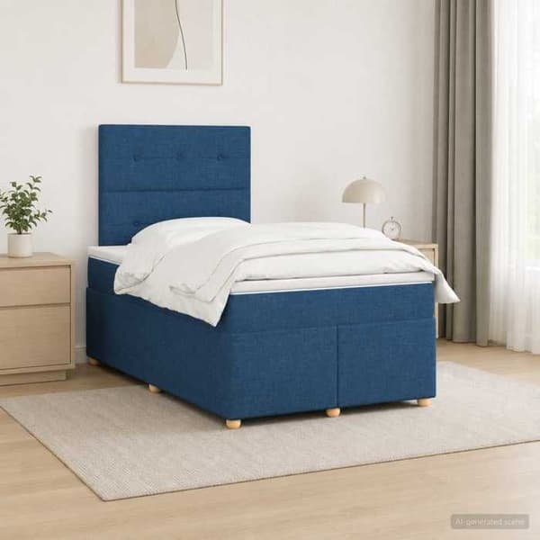 Maison Exclusive - Boxspring säng med madrass Blå 120 x 190 cm Tyg Blå