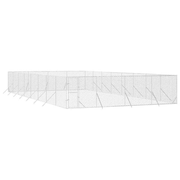 Maison Exclusive - Utomhus hundgård silver 8x16x2 m galvaniserat stål Silver