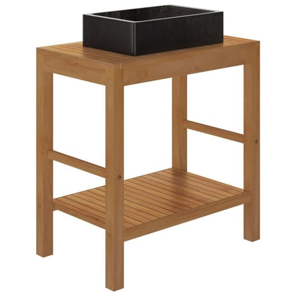 Maison Exclusive - Solid teak badeværelsesskab med sort marmor vask Noir (marmorhandfat)