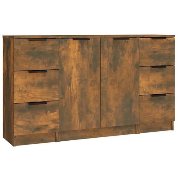 Sideboards - Konstruerat trä - Rökt ek - 2 dörrar - 3 lådor - 70x60x30 cm Brun