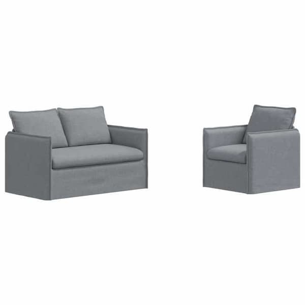 Divaani - MAISON EXCLUSIVE - 2 osan setti - Vaaleanharmaa - Kangas - Metallirunko Ljusgrått