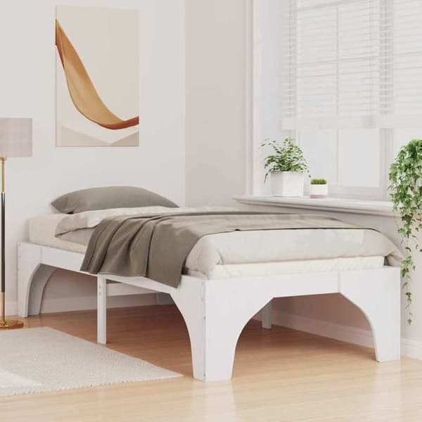 Maison Exclusive - Sängram Vit 75 x 190 cm Massivt trä