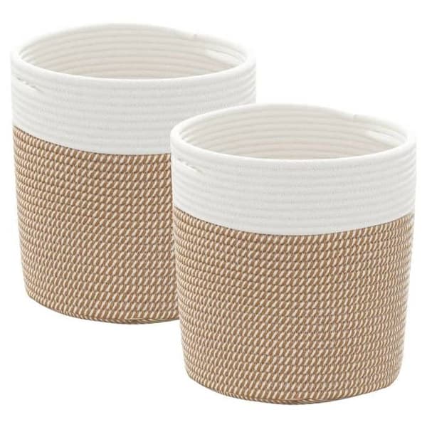 Maison Exclusive - Förvaringskorgar 2 st brun och vit Ø28x28 cm bomull brunt och vitt