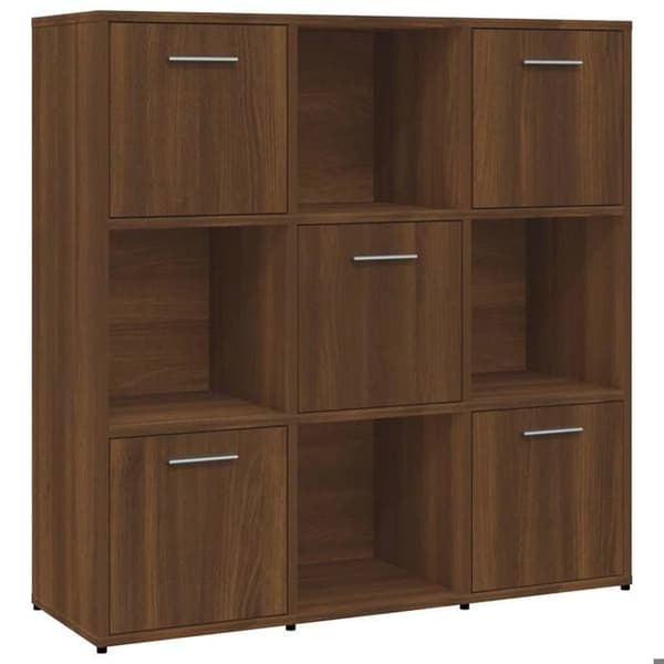Maison Exclusive - Bibliotek Egetræ brun 90x30x90 cm Ingeniørtræ