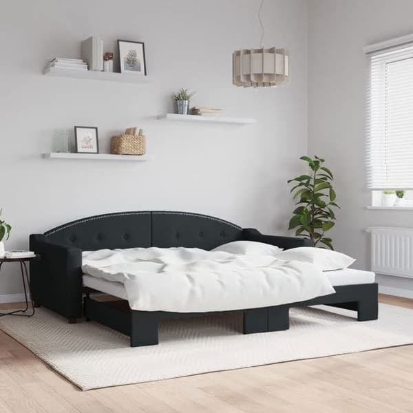 Maison Exclusive - Sovesofa med udtræksseng sort 90x190 cm stof