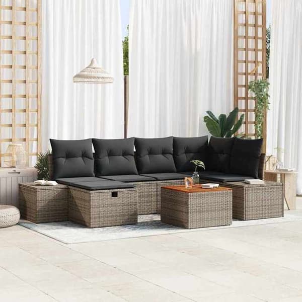 Maison Exclusive - 7 pc have-sofa sæt Grå Poly rattan Grå